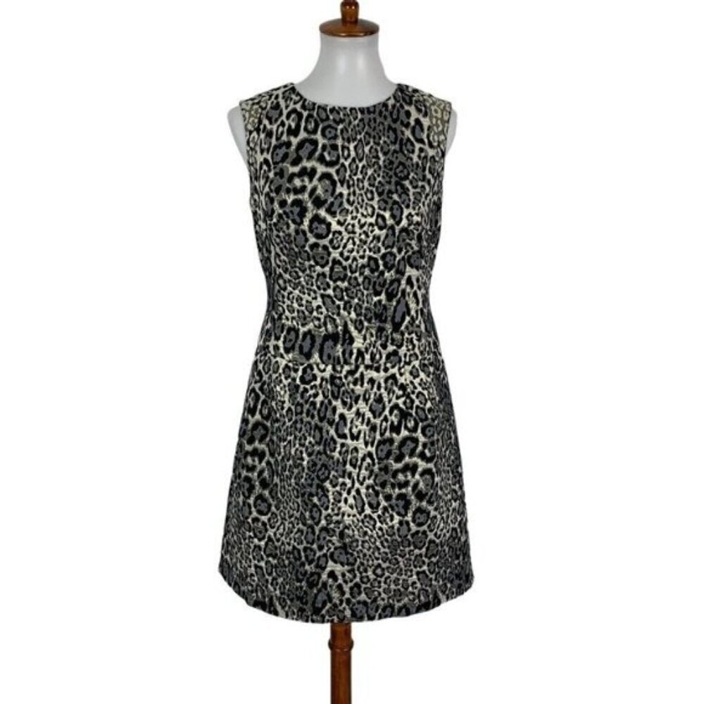 Phoebe Couture Women’s Dress‎ 6 Animal Print Gray Black Sleeveless Back Zip